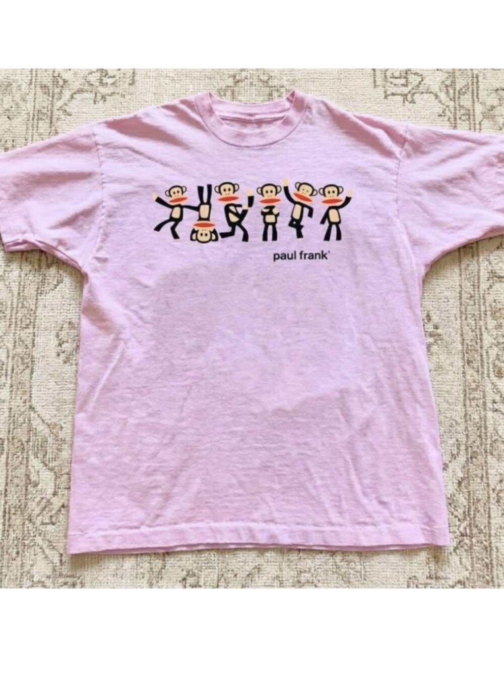 Light Pink Paul Frank monkey dancing graphic t-shirt